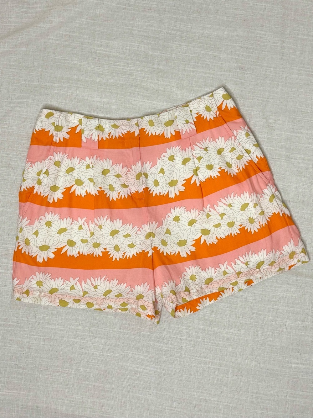 Spartina 449 Daisy Stripe Shorts Pink Orange Aria Audubon Floral Size 6